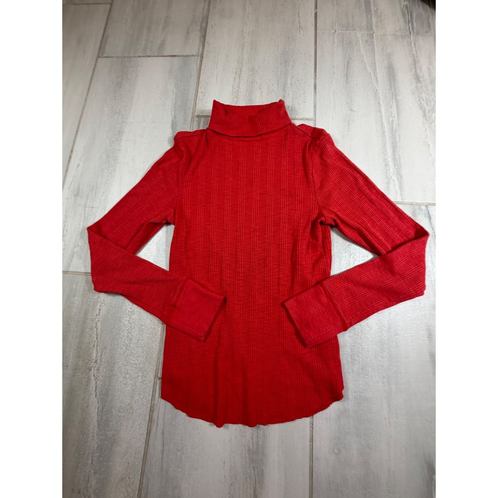 Aerie Womens Red Ribbed Knit Long Sleeve Turtleneck Top Size Large